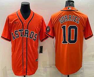 Men%27s Houston Astros #10 Yuli Gurriel Orange With Patch Stitched MLB Cool Base Nike Jersey